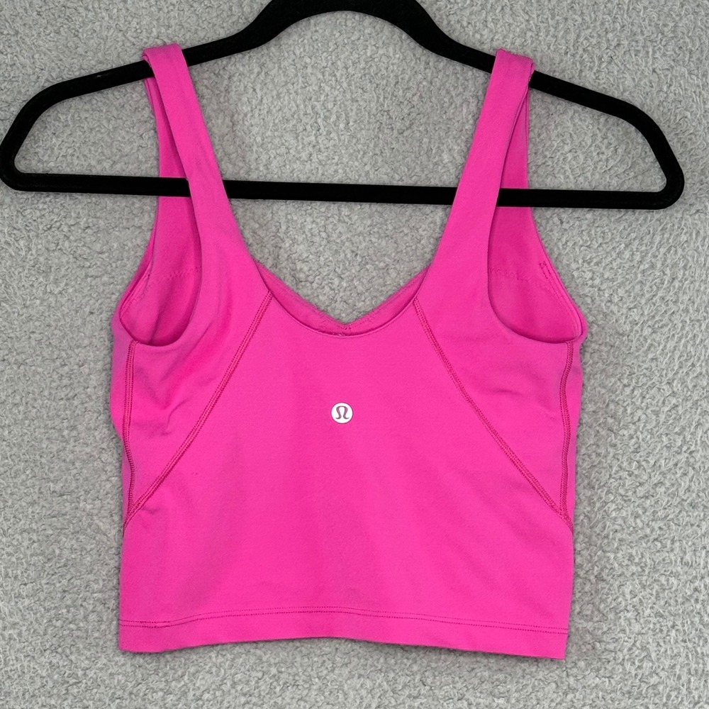 Lululemon Align Tank Top Hot Pink V-Neck Cropped Nulu Yoga Shirt Womens Size 4 - Picture 4 of 8